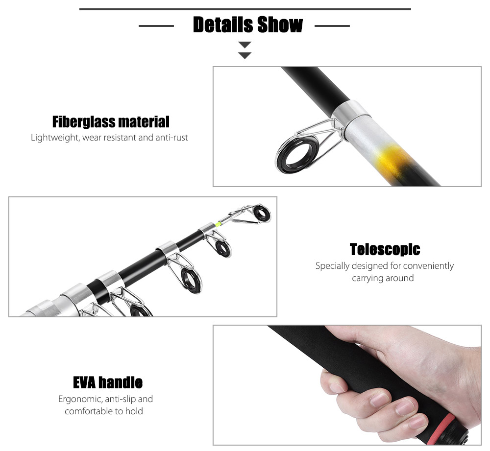 Telescopic 2.1Mtr Glass Fiber Fishing Pole